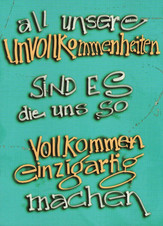 Postkarte Sprüche: Die Schönheit unserer Unvollkommenheiten entdecken