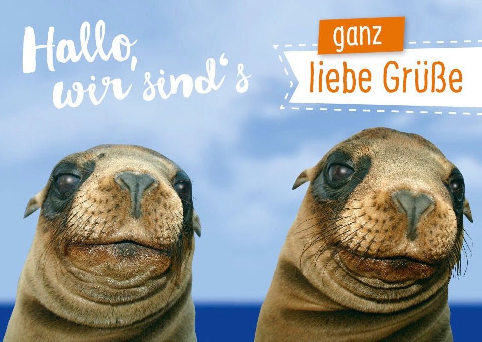 Postkarte Sprüche: Herzliche Grüße von uns - Wir denken an dich!