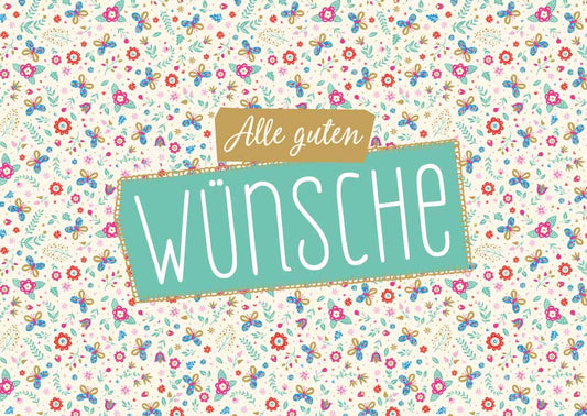 Postkarte Sprüche: Herzliche Wünsche mit zarten Blumen