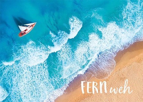 Postkarte Sprüche: Sehnsucht nach der Ferne - Urlaubsstimmung für Zuhause