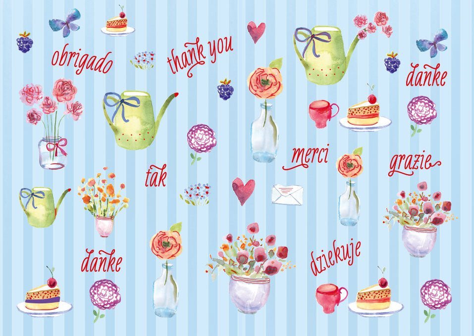 Postkarte Sprüche: Thank You Merci Danke - Vielseitige Danksagungskarte für jeden Anlass
