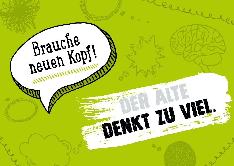 Postkarte Sprüche - Witzige Grüße, Gelb - Grün Design, Kreatives Geschenk zum Entspannen & Nachdenken