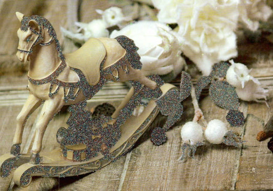 Postkarte Weihnachten: Holzschaukelpferd - Motiv für festliche Grüße