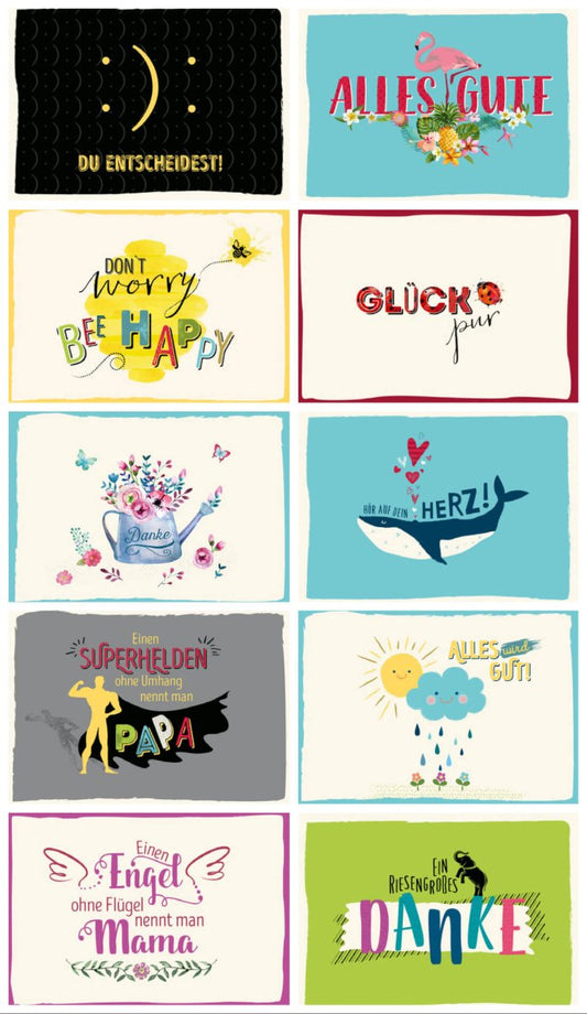 Postkarten - Set mit inspirierenden Sprüchen für jeden Anlass – 10er Pack Wünsche allgemein