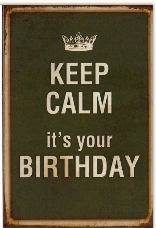 Retro Geburtstagskarte "Keep Calm Birthday" - Vintage Design mit Nostalgischem Kronenmotiv, Klassischer Geburtstagsgruß für besondere Anlässe