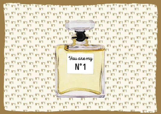 Romantische Postkarte für Parfüm - Liebhaber – Elegantes Design mit "You are my No 1" Botschaft