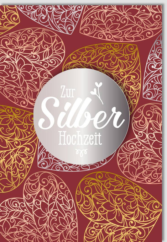 Silberhochzeit Glückwunschkarte mit Herzdesign - Romantische Karte für Jubiläumsfeier zur Silbernen Hochzeit, Elegantes Design