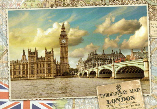 Souvenir - Postkarte Retromotiv: Grüße aus London, Blankopostkarten