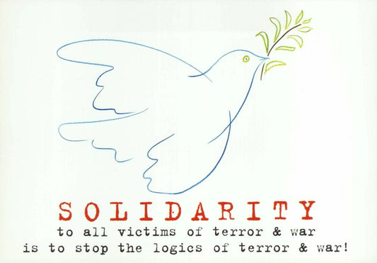 Spirituelle Gedenk - Postkarte Friedenstaube: Einheit & Hoffnung, Antikrieg Botschaft - Solidarität, Respekt, Mitgefühl