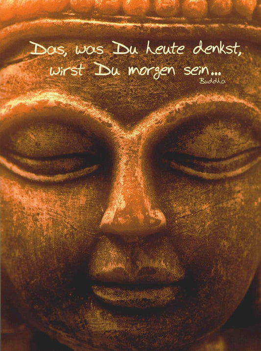 Spirituelle Postkarte Buddha Zitat Das was du heute denkst wirst du morgen sein Meditationskarte inspirierende Grußkarte für positive Gedanken