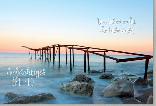Trauerkarte: Abschied am Meer bei Sonnenuntergang – Trost und Mitgefühl in der Natur