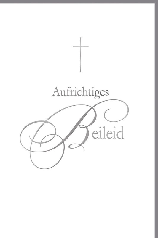 Trauerkarte Aufrichtiges Beileid mit Kreuz edles Design stilvolle Doppelkarte für Beileidsbekundungen hochwertige Doppelkarte