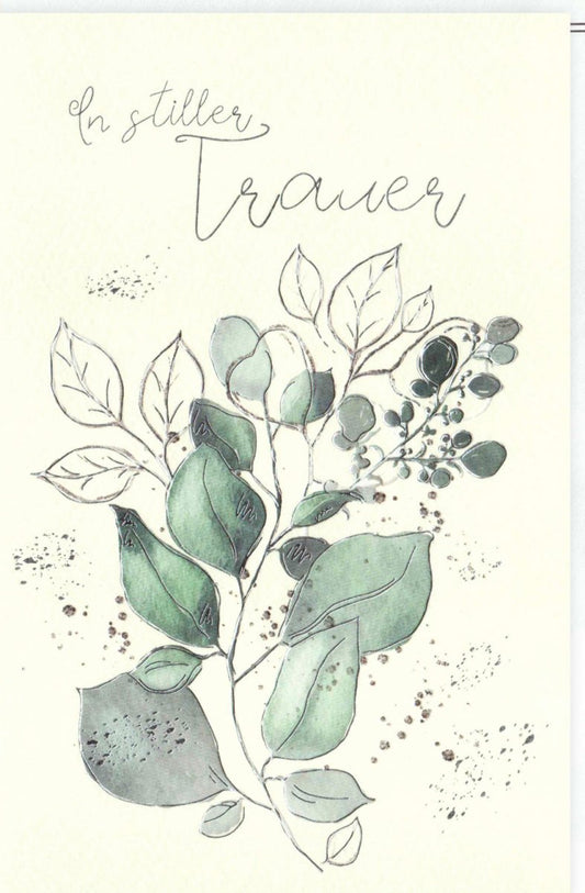 Trauerkarte - Ausdrucksvoller Trost und Mitgefühl, Dezentes Pflanzenmotiv für stilvolle Abschiednahme