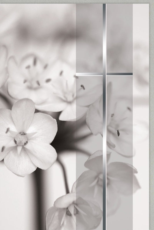 Trauerkarte Beileid - Elegante Karte mit Blumenmotiv & Silberakzenten für einfühlsame Kondolenz und stilvolles Gedenken im Trauerfall