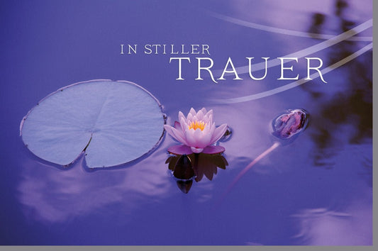 Trauerkarte Beileid & Kondolenz - Elegantes Design mit Seerose, Sanftes Lila für Mitgefühl und Anteilnahme im Abschiednehmen