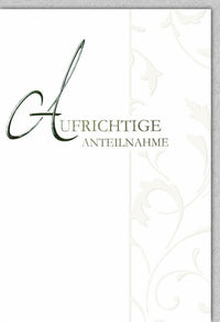 Trauerkarte Elegant – Florales Muster mit stilvollem Schriftzug in Cremefarben