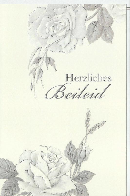 Trauerkarte - Elegante Beileidskarte mit Rose für Mitgefühl und Trost im Abschied