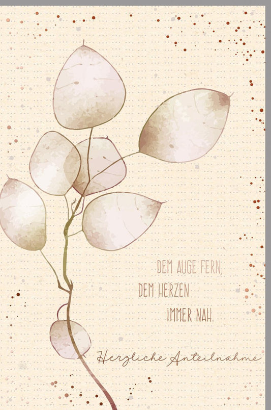 Trauerkarte für Beileid & Anteilnahme - Eleganter Ast & Trostspruch, Pietätvoll gestaltet von Skorpion Design, Beige