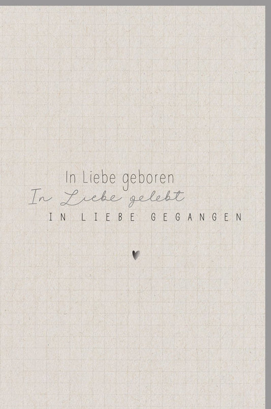 Trauerkarte für Hinterbliebene - Herz - Design in Beige, Mitgefühl & Anteilnahme im Trauerfall, Liebevolles Gedenken an Verstorbene