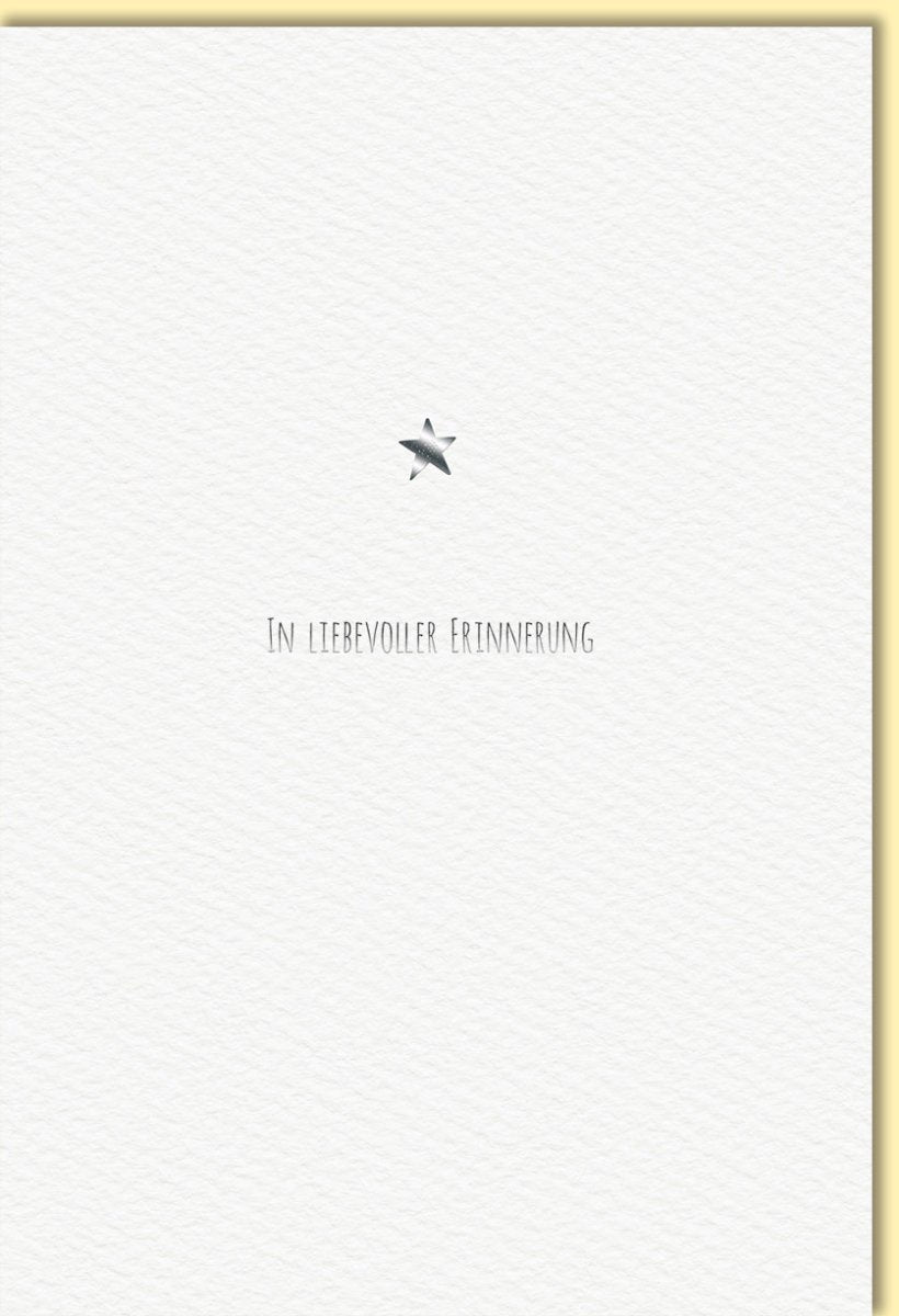 Trauerkarte in liebevoller Erinnerung mit silbernem Stern edle Doppelkarte stilvolle Kondolenzkarte für persönliche Trauerbotschaften