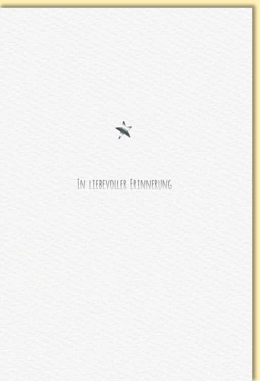 Trauerkarte in liebevoller Erinnerung mit silbernem Stern edle Doppelkarte stilvolle Kondolenzkarte für persönliche Trauerbotschaften