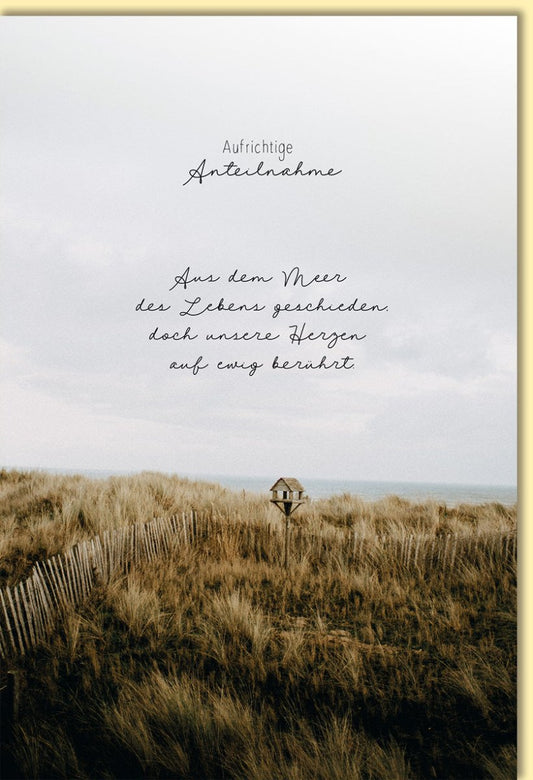 Trauerkarte mit Aufrichtiger Anteilnahme und Meer Motiv stilvolle Beileidskarte mit poetischem Spruch für persönliche Kondolenz