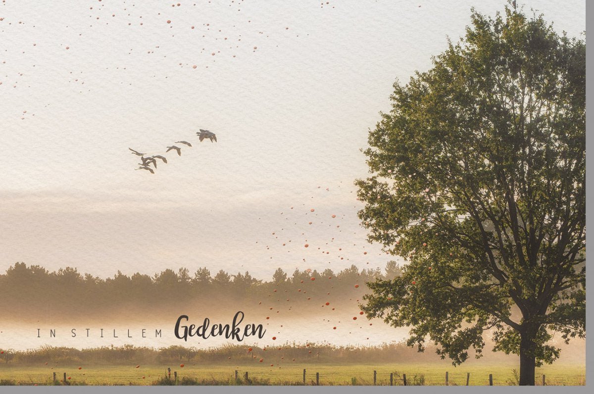 Trauerkarte mit Baum - Motiv - Stilvolle Anteilnahme in herbstlichen Braun - & Beigetönen, Warme Kondolenz für Erwachsene und Senioren