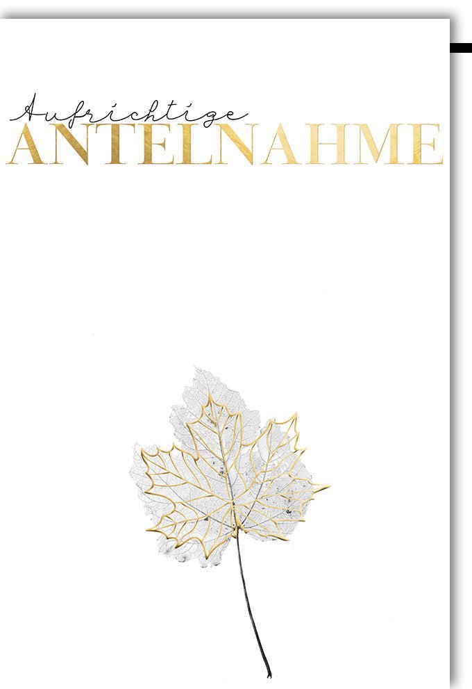 Trauerkarte mit Goldblatt - Design von Galerie Dominique - Elegante Kondolenz für Beerdigung und Abschied