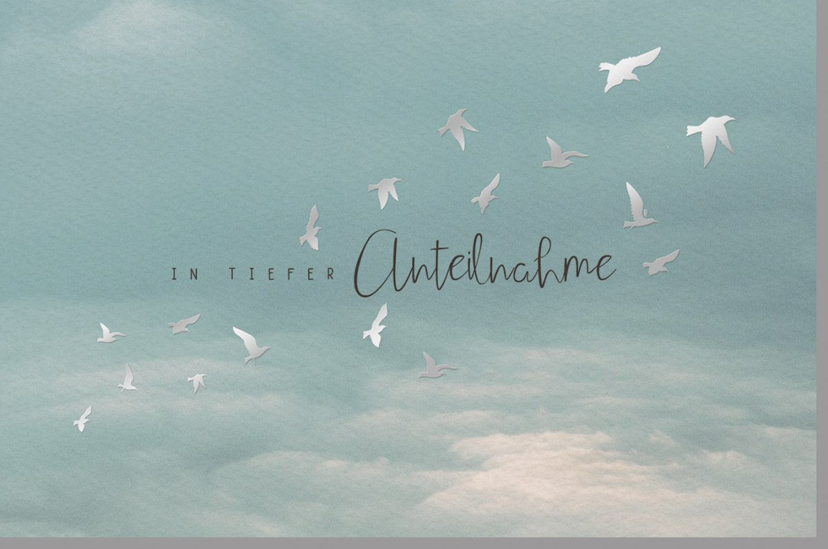 Trauerkarte mit Himmelsmotiv - Beileid, Vögel & Spruch, Friedvoller Trost in Pastell für Angehörige und Freunde
