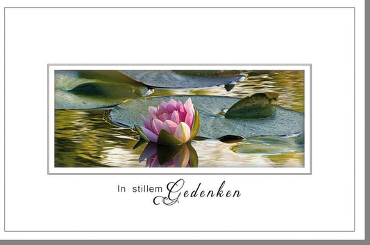 Trauerkarte mit Seerosen - Motiv – Elegante Beileidskarte mit Naturdesign für Anteilnahme und Gedenken bei Trauerfall