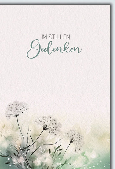 Trauerkarte Natur – Pusteblumen mit sanften Aquarellfarben und zartem Design