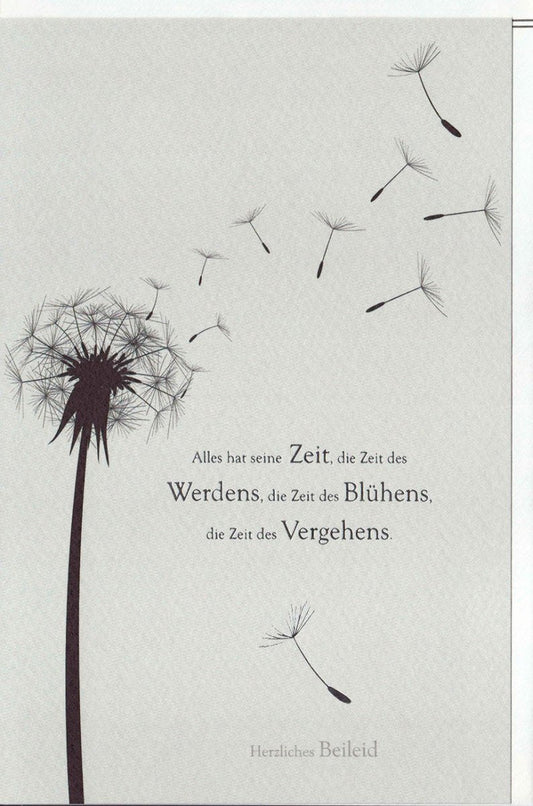 Trauerkarte Pusteblume - Stilvolle Beileidskarte mit Zitat, schlichter Abschiedsgruß zur Anteilnahme