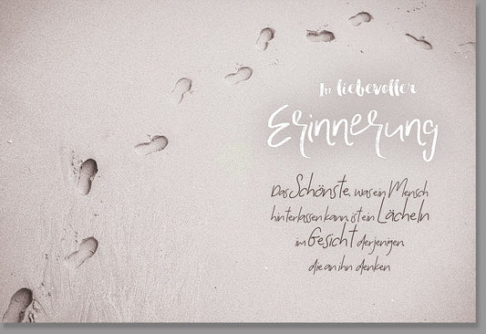 Trauerkarte - Sanfte Spuren im Sand, Liebevolles Gedenken & Trostvoller Abschied