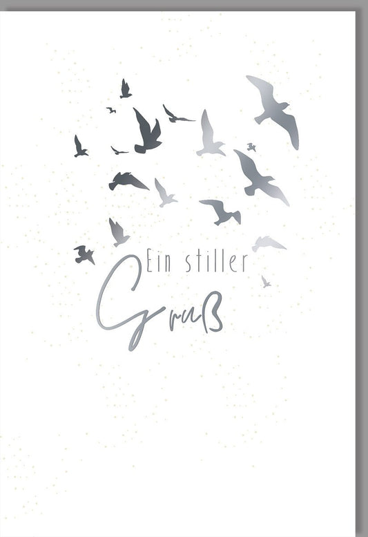 Trauerkarte - Sanfter Trost mit Himmelsvögeln, Stilvolle Botschaft der Hoffnung und Anteilnahme, Besinnlicher Abschiedsgruß