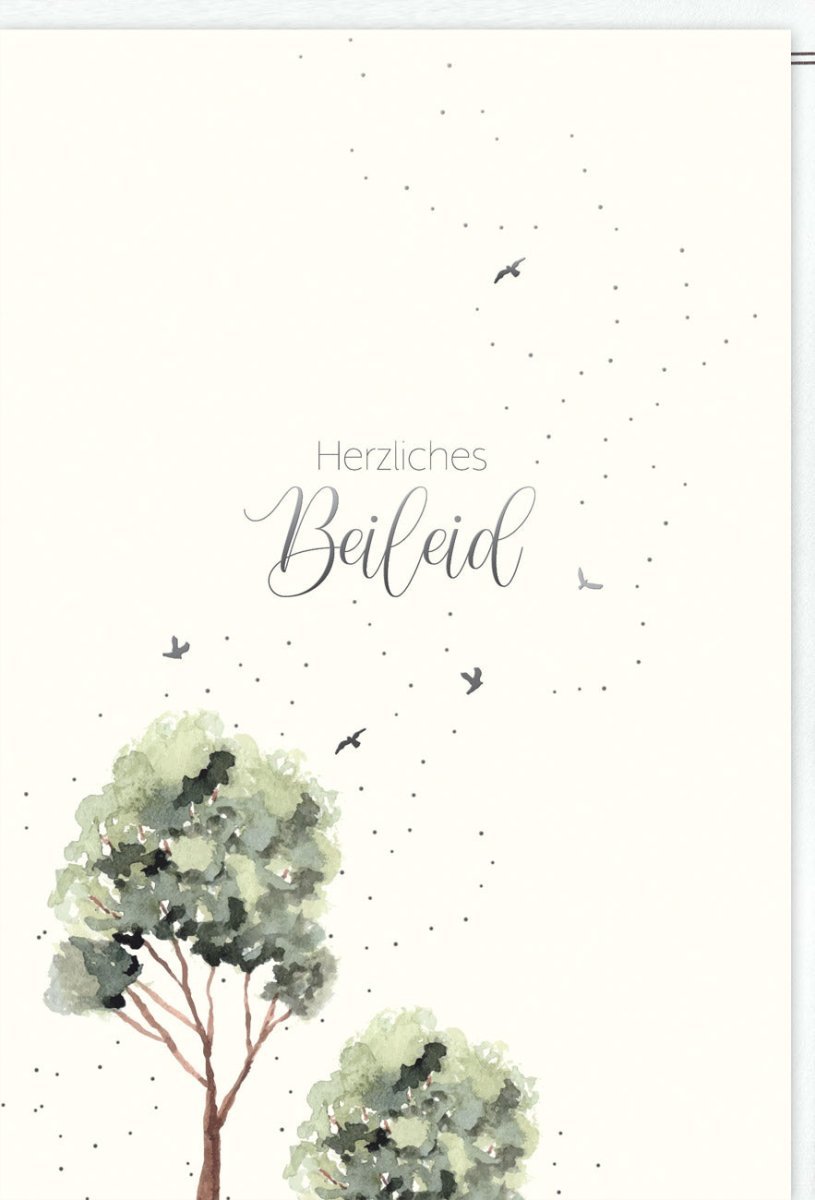 Trauerkarte Skorpion Sternzeichen - Stilvolle Beileidskarte mit Naturmotiv, Baum & Vögel für persönliche Anteilnahme und Trost