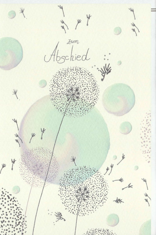 Trauerkarte "Skorpion" - Stilvolle Karte mit Pusteblume, Naturdesign in Grüntönen und eleganter Kalligrafie
