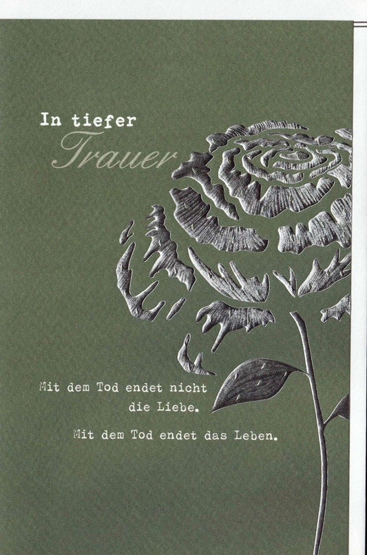 Trauerkarte - Stilvolle Beileidskarte mit Skorpionmotiv, Blumendesign für Trost und Erinnerung in Zeiten des Abschieds