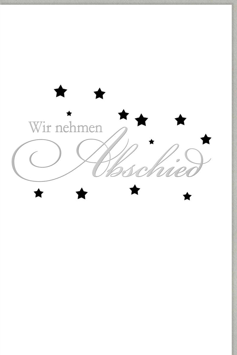 Trauerkarte - Stilvolle Kondolenzkarte mit Silbersternen für elegante Anteilnahme im Trauerfall