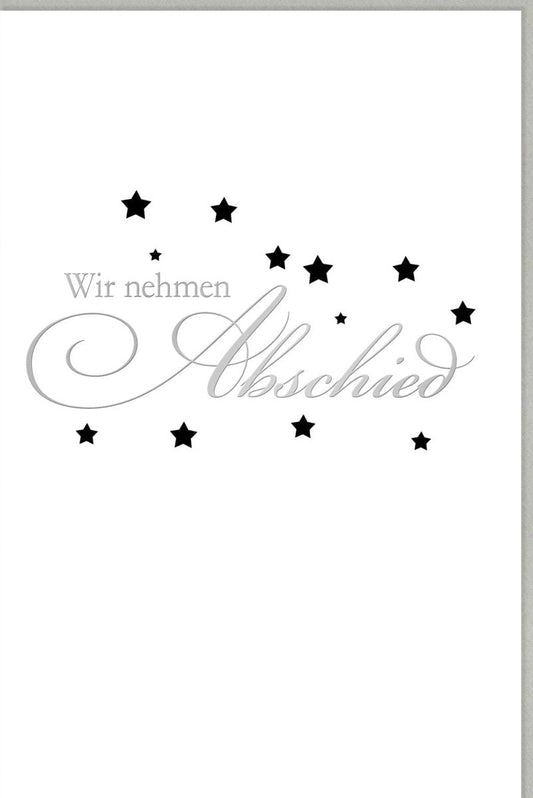Trauerkarte - Stilvolle Kondolenzkarte mit Silbersternen für elegante Anteilnahme im Trauerfall