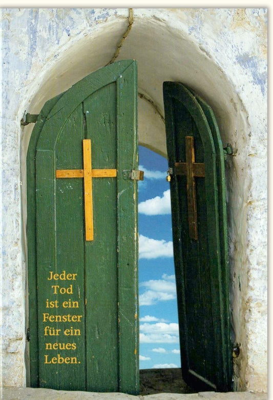 Trauerkarte zur Anteilnahme - Beileid & Trost im Abschied, Hoffnung & Frieden im Himmel - Fenstermotiv