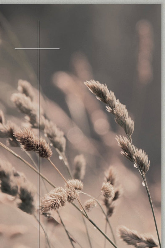 Trauerkarte zur Anteilnahme - Einfühlsame Beileidskarte mit Kreuz und Gräsern, Trost & Hoffnung im Trauerfall