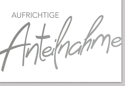 Trauerkarte zur Anteilnahme - Elegante Beileidskarte in Weiß mit Schlichtem Text für Abschied und Gedenken im Trauerfall