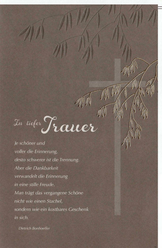 Trauerkarte zur Anteilnahme – Elegante Beileidskarte mit Bonhoeffer Zitat für Trost und Gedenken