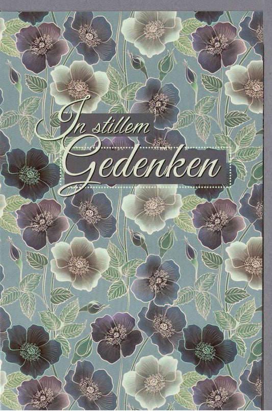 Trauerkarte zur Anteilnahme - Elegantes Blumenmotiv, Hochwertiges Design für stilvolles Gedenken in dunklen Tönen