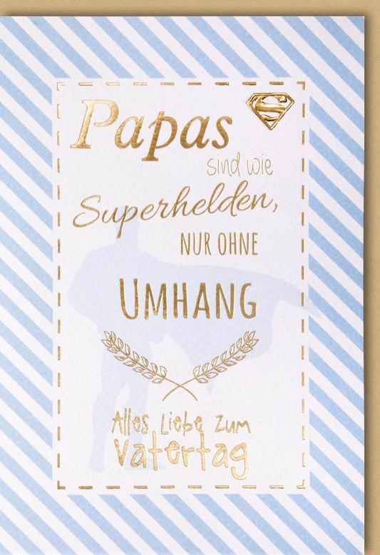 Vatertagskarte: Superhelden Papa mit Umhang - Herzlicher Gruß voller Dankbarkeit & Wertschätzung