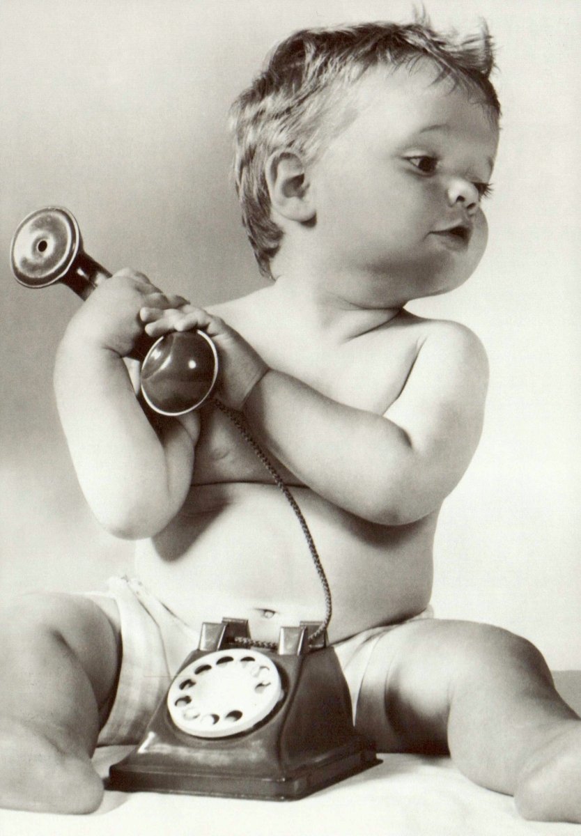 Vintage Telefon Postkarte: Nostalgisches Kindermotiv, Retro Sammlerstück & Geschenkidee für Schreibwaren & Vintage - Liebhaber, Postkarten - Schwarz - Weiß