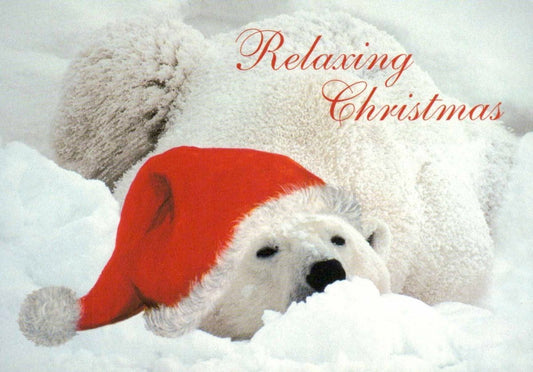 Weihnachtsgrußkarte: Eisbär im Schnee - Winterliche Grüße mit gemütlichem Tiermotiv