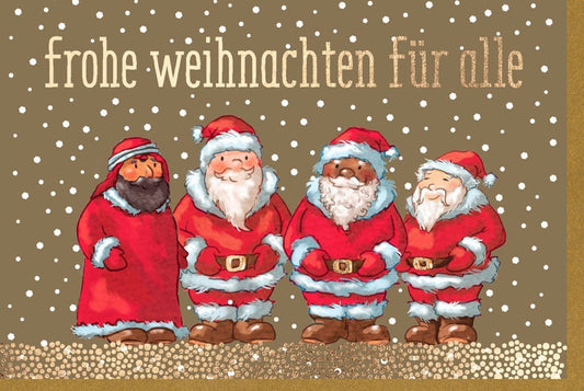 Weihnachtsgrußkarte - Festliche Grüße mit Nikolaus & Santa Claus Illustration für Familie und Freunde