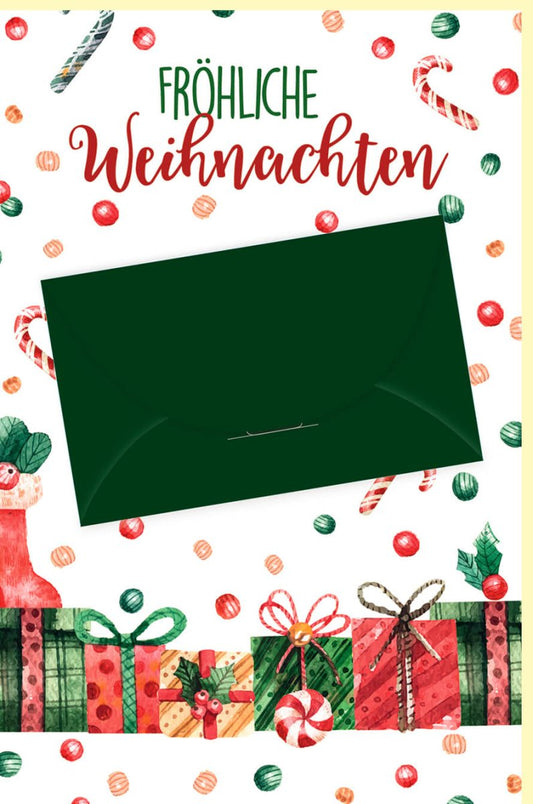 Weihnachtsgrußkarte - Festliche Grüße mit Tannenzweig & Zuckerstangen für Familie und Freunde