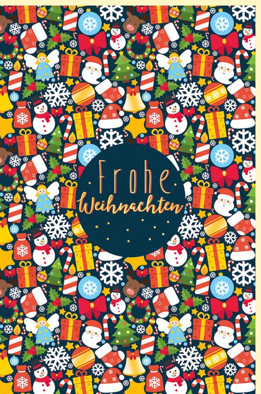 Weihnachtsgrußkarte: Fröhliche Motive mit Schneemann, Rentier & Tannenbaum - Bunte Grüße für Familie & Freunde